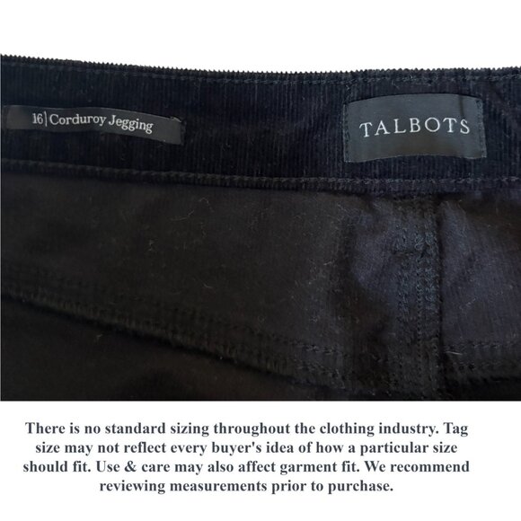 Talbots Womens Corduroy Jegging Pant Black Stretch High Rise Ankle Skinny Sz 16 - Picture 9 of 11